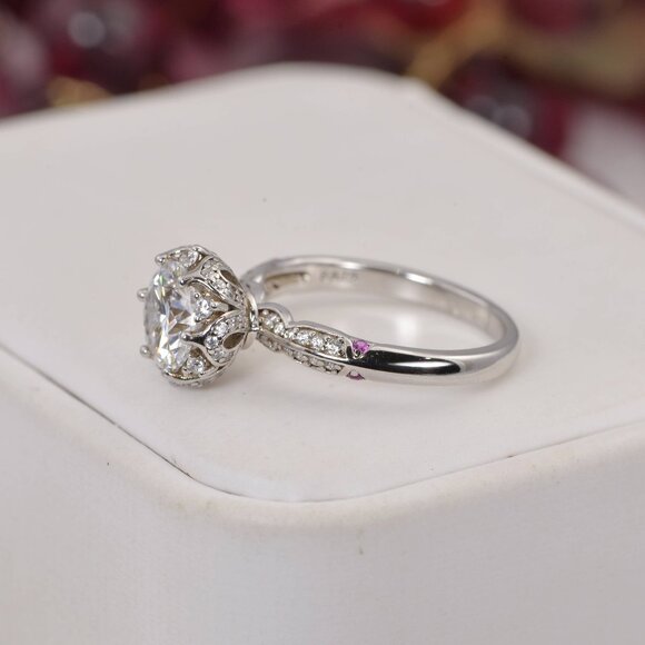 GRA Certified Moissanite Diamond 2ct Lotus Cut Ring - Picture 3 of 5